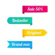 Four ribbons or banners for a retail store