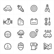 Flat Line Icons For Car Service Vector Illustration