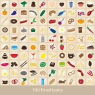 100 various food and drink color icons set eps10 N2