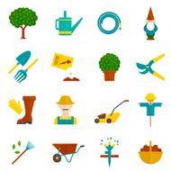 Vegetable garden flat icons set