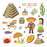 Vector Mexico flat style art for travel and tourism