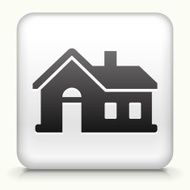 Square white button with icon of black house