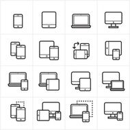 Flat Line Icons Device and Responsive Web Design Vector Illustration