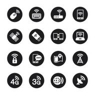 Mobile and Wireless Technology Icons - Black Circle Series