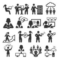 Empowered Businesswoman black & white royalty-free vector interface icon set