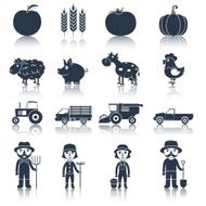 Farm icons set black