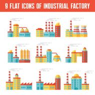 Industrial factory buildings - vector icons in flat design style N2