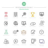 Set of Bold Stroke SEO and Development icons 2