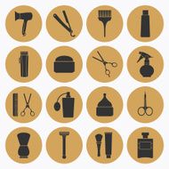 Barber Shop tools icons vector set N3