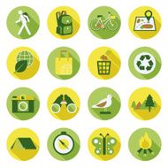 Flat icons set Nature & Eco Trips Travel