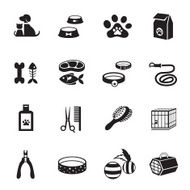 B&W icons set Pet Cat & Dog Object