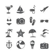 summer beach icon set vector eps10