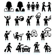 Businesswoman Success black &amp; white royalty-free vector interface icon set