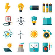 Set of industry power icons in flat design style N2