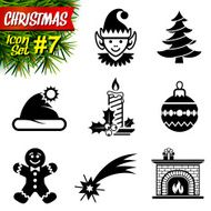 Set of black-and-white christmas icons N2