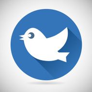 Round Blue Social Media Web or Internet Icon Bird Silhouette