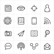 Flat Line Icons Communication and Web Vector Illustration