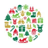 Christmas Element Icons in Circle Shape N2