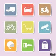 transportation and security paper icons or symbols set -eps10 vector