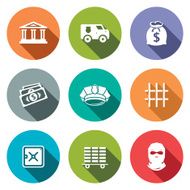 Bank flat icons set