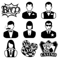 Vector black casino icons set