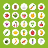 Set of flat design fruits and vegetables icons