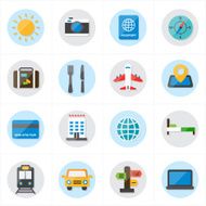 Flat Icons For Travel and Transport Vector Illustration