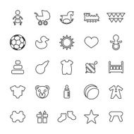 25 outline universal baby kids icons N2