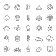 Set of Outline Stroke Ecology Icons
