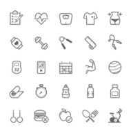 Set of Outline stroke Fitness icons N2