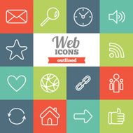 Set of flat outlined web icons N2