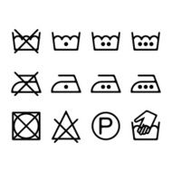 Set of instruction laundry icons washing symbols