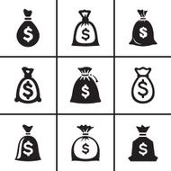 Money bags icon set