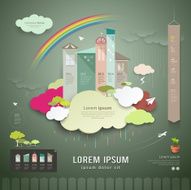 Vector trend house for the annual rainy season info graphics