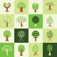 tree icons vector set