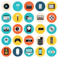 Multimedia and technology flat icons