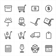 Flat Line Icons For Business and E-commerce Vector Illustration