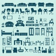 icons set interior collection-silhouettes