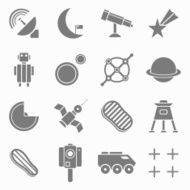 Icons space in flat style gray on white