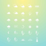 Weather white icons on yellow and blue background