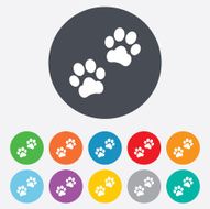 Paw sign icon Dog pets steps symbol