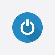 power on Flat Blue Simple Icon with long shadow