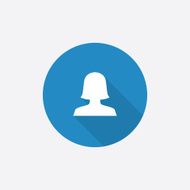 female profile Flat Blue Simple Icon with long shadow