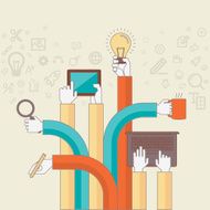 Flat line design concept for creative process