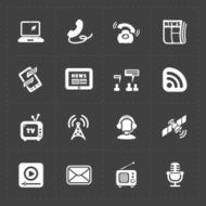 Modern flat social icons set on dark background
