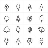 Flat Line Tree Icons Vector Illustration