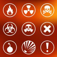 Flat warning signs labels