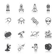 Space line icons set