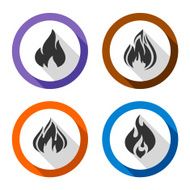 Set icons fire flames