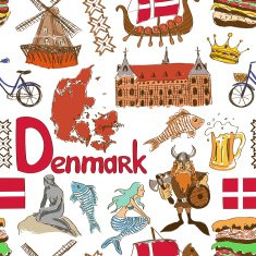 Sketch Denmark seamless pattern N2